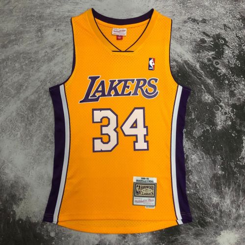 Men's M&N 99/00 Shaquille O'Neal Yellow Retro Jersey