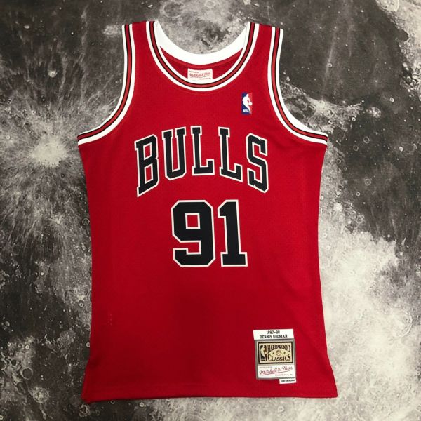 Men's M&N 1998 Dennis Rodman Red Retro Jersey
