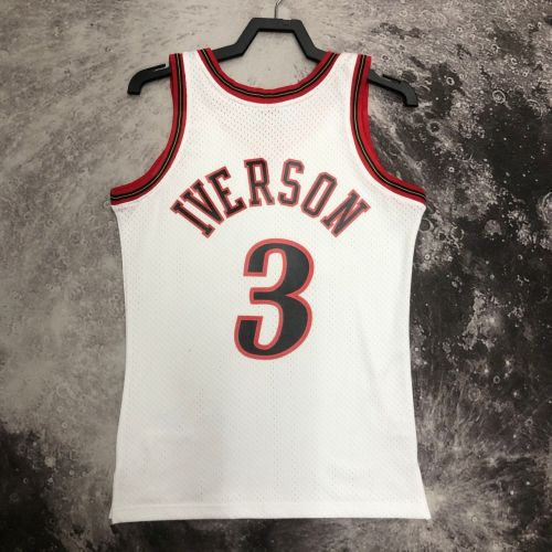Men's M&N 1998 Allen Iverson White Retro Jersey