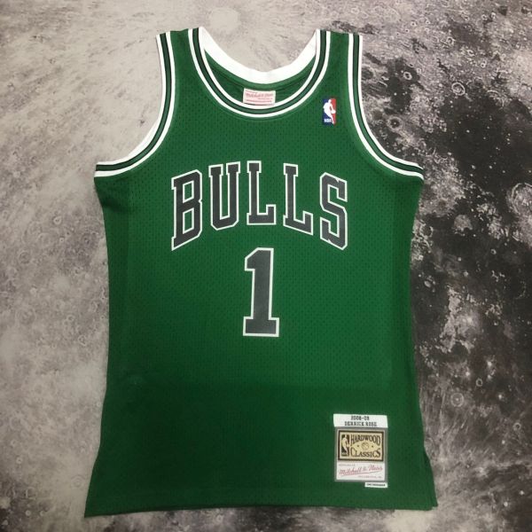 Men's M&N 08/09 Derrick Rose Green Retro Jersey