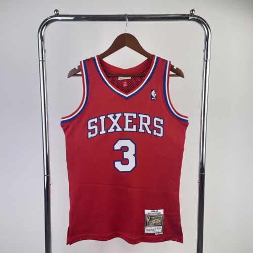 Men's M&N 1996∕97 Allen Iverson Red Retro Jersey