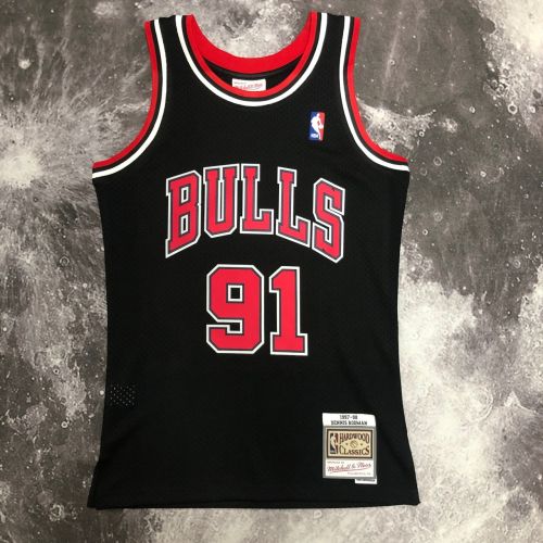 Men's M&N 1998 Dennis Rodman Black Retro Jersey