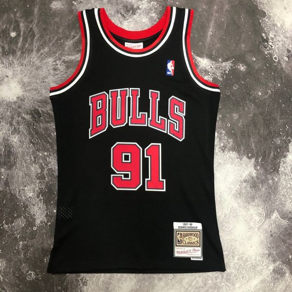 Men's M&N 1998 Dennis Rodman Black Retro Jersey