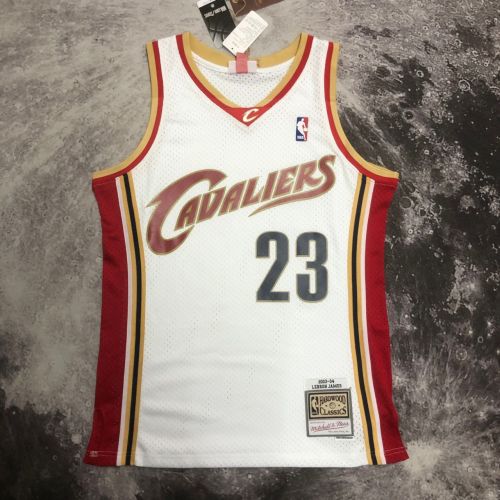 Men's M&N 2003/04 LeBron James White Retro Jersey
