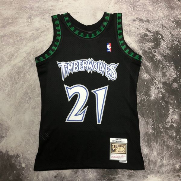 Men's M&N 1997/98 Kevin Garnett Black Retro Jersey