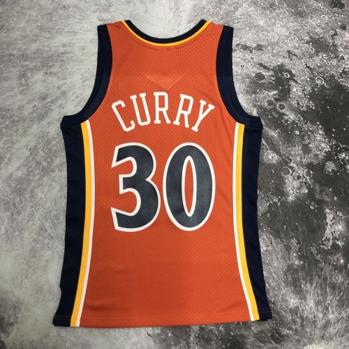 Men's M&N 2009/2010 Stephen Curry Orange Retro Jersey