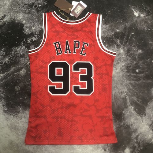 Men's BAPE×M&N Red Team Jersey