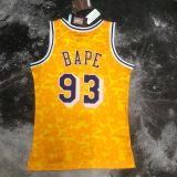 Men's BAPE×M&N Yellow Team Jersey