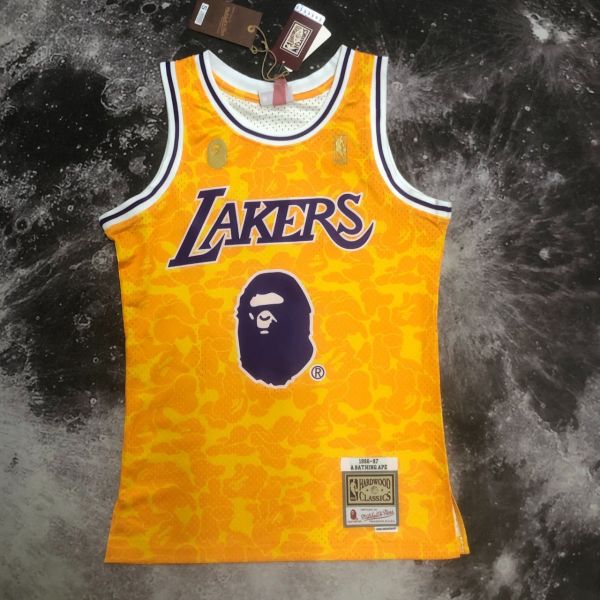 Men's BAPE×M&N Yellow Team Jersey