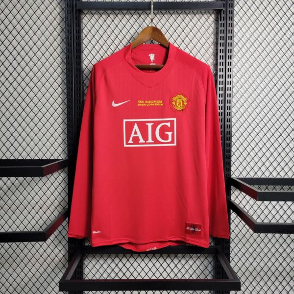 MUFC 2008 CL Final Home Retro Long Sleeve Jersey