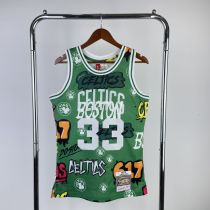 Men's M&N 1985/86 Larry Bird Green Retro Jersey