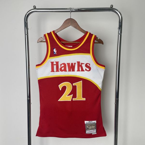 Men's M&N 1985/86 Dominique Wilkins Red Retro Jersey