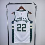 Men's 2023 Khris Middleton White Home Team Jersey