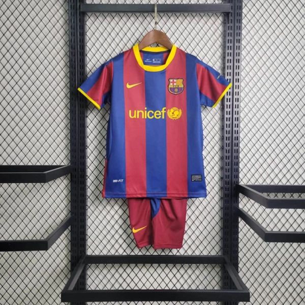 Kids Barcelona 2010/2011 Home Retro Jersey and Short Kit