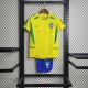 Kids Brazil 2002/2004 Home Retro Jersey and Short Kit