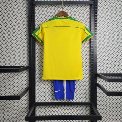 Kids Brazil 1998/2000 Home Retro Jersey and Short Kit