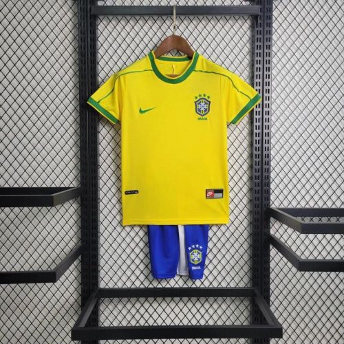 Kids Brazil 1998/2000 Home Retro Jersey and Short Kit