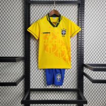 Kids Brazil 1994 World Cup Home Retro Kit