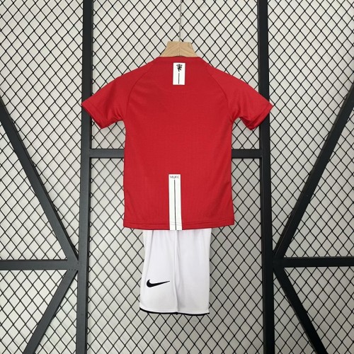 Kids MUFC 2008 CL Final Home Retro Jersey and Short Kit