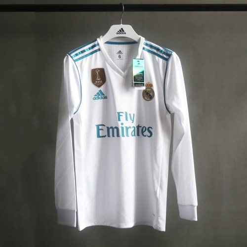 Player Version Real Madrid 2017/2018 Home Long Sleeve Retro Jersey