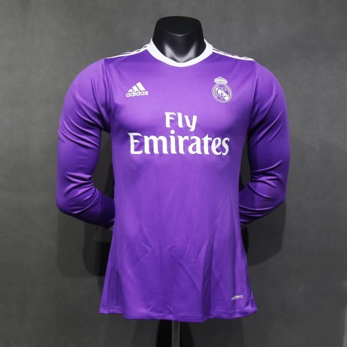 Player Version Real Madrid 2016/2017 Away Long Sleeve Retro Jersey