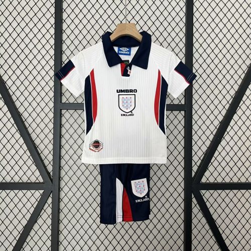 Kids Retro England 1998 World Cup Home Jersey and Short Kit