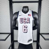 Unisex USA Basketball 2024 Olympics Team  LeBron James Swingman Jersey -  White