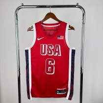 Unisex USA Basketball 2024 Olympics Team LeBron James Swingman Jersey - Red