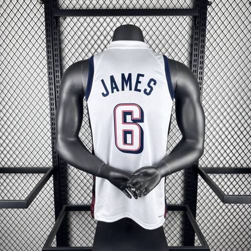 Unisex USA Basketball 2024 Olympics Team  LeBron James Swingman Jersey -  White