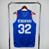 Unisex France Basketball 2024 Olympics Team Victor Wembanyama Swingman Jersey - Blue