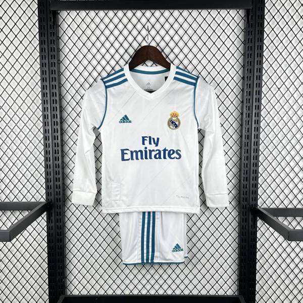 Kids Real Madrid 2017/2018 Home Long Sleeve Retro Kit