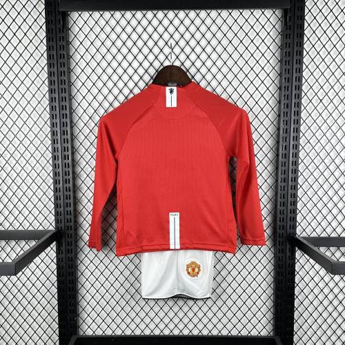 Kids MUFC 2008 CL Final Home Long Sleeve Retro Kit