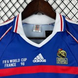 Kids France 1998 World Cup Home Retro Jersey and Short Kit
