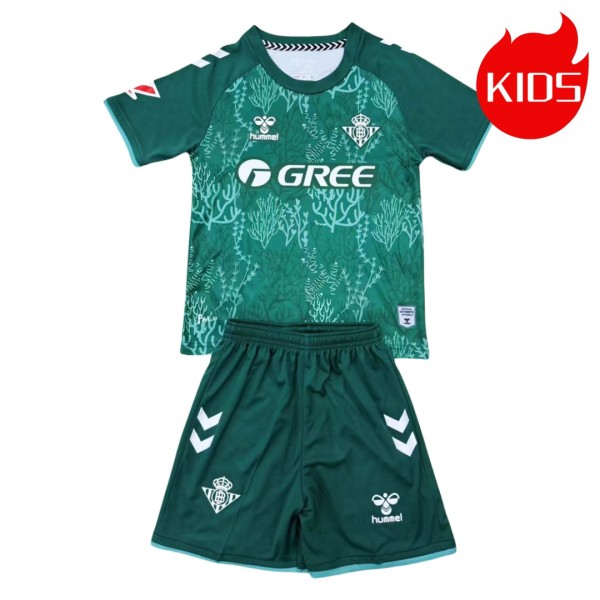 Kids Real Betis 2025 Forever Green Jersey and Short Kit