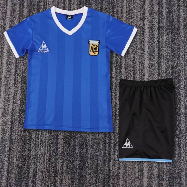 Kids Argentina 1986 World Cup Away Retro Kit