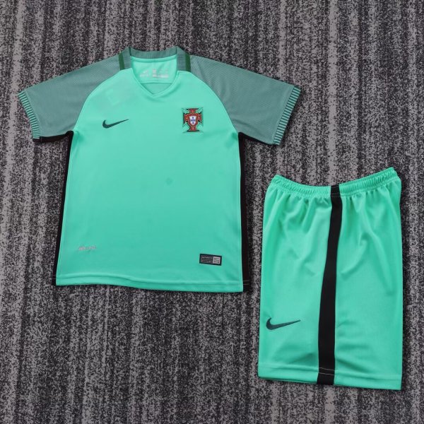Kids Portugal 2016 Euro Away Retro Kit