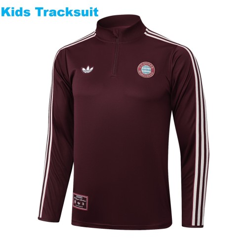 Kids Bayern Munich 25/26 Retro Half-Zip Training Sweatshirt and Pants Set E2515