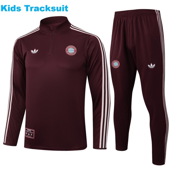 Kids Bayern Munich 25/26 Retro Half-Zip Training Sweatshirt and Pants Set E2515