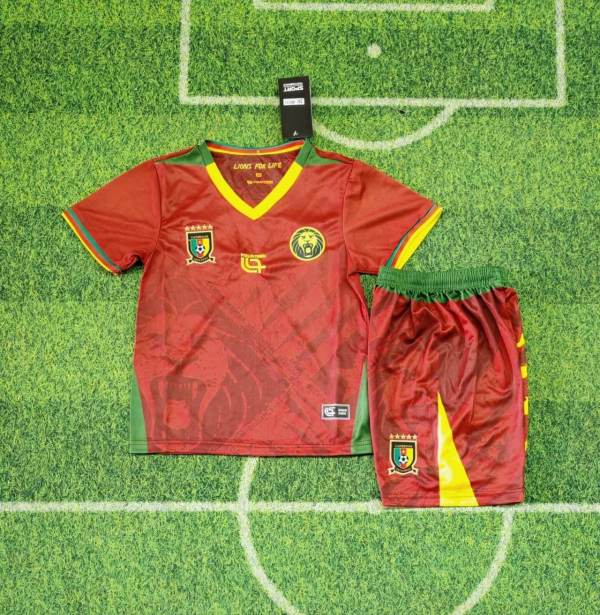 Kids Cameroon 2025 Home Jersey and Short Kit