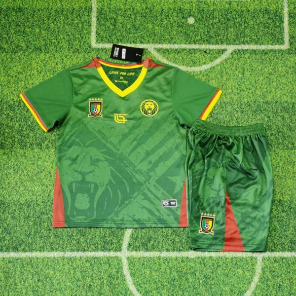Kids Cameroon 2025 Home Jersey and Short Kit