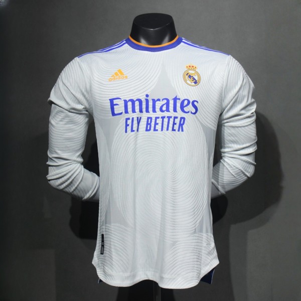 Player Version Real Madrid 2021/2022 Home Long Sleeve Retro Authentic Jersey
