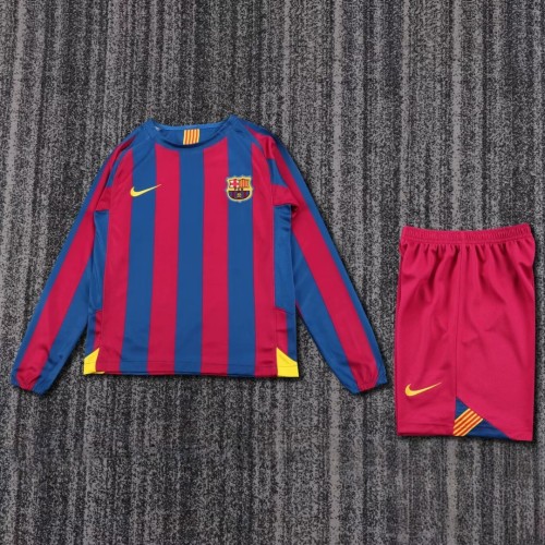 Kids Barcelona 2005/2006 Home Long Sleeve Retro Kit