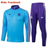 Kids Real Madrid 25/26 Retro Half-Zip Training Sweatshirt and Pants Set E2519