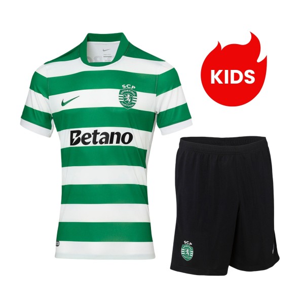 Kids Sporting CP 25/26 Home Jersey and Short Kit