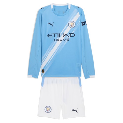Kids Manchester City 25/26 Home Long Sleeve Jersey and Short Kit