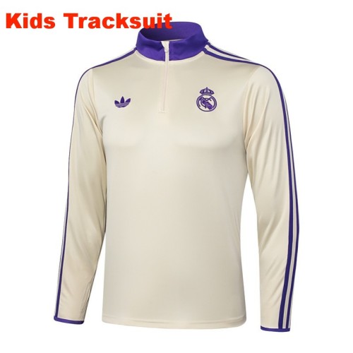 Kids Real Madrid 25/26 Retro Half-Zip Training Sweatshirt and Pants Set E2547