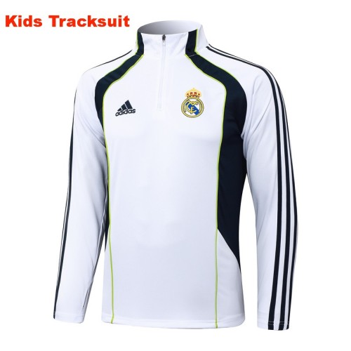 Kids Real Madrid 25/26 Retro Half-Zip Training Sweatshirt and Pants Set E2572
