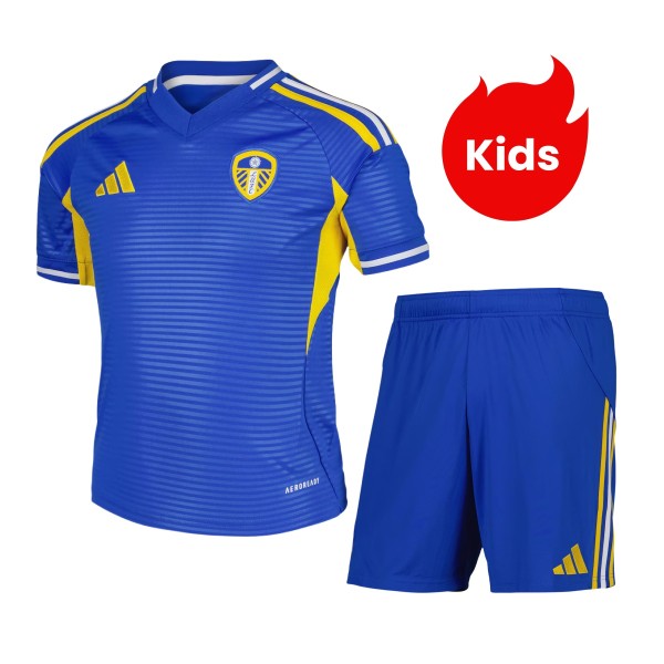 Kids Leeds United 25/26 Away Jersey and Short Kit