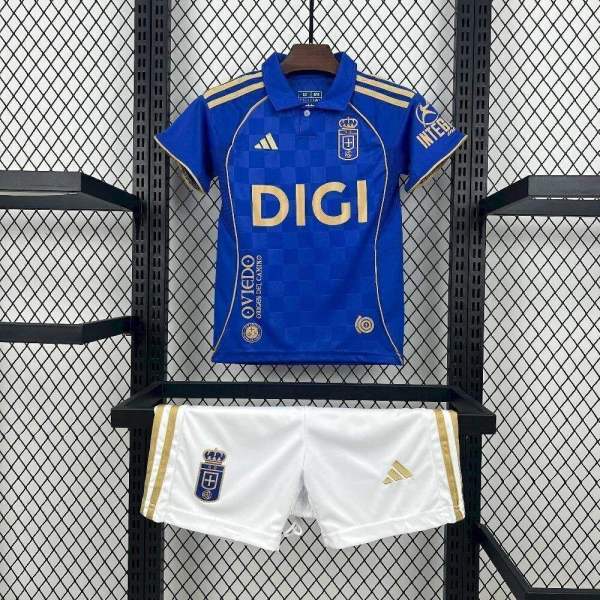 Kids Real Oviedo 25/26 Home Jersey and Short Kit