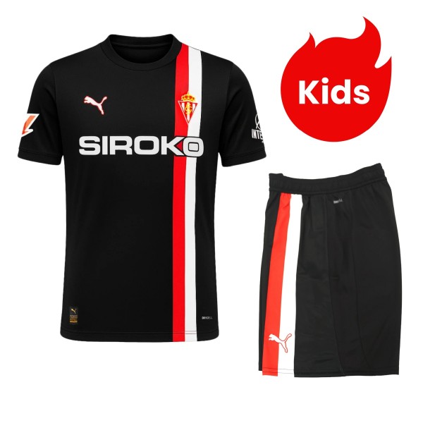 Kids Sporting Gijón 25/26 Away Jersey and Short Kit